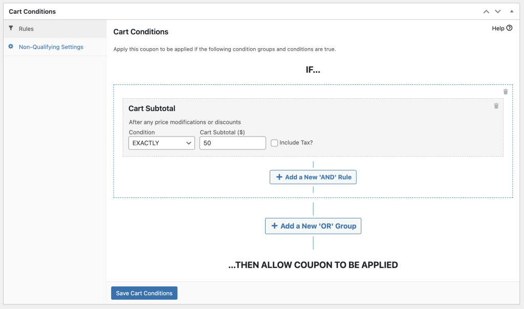 Advanced Coupons' cart condition features 